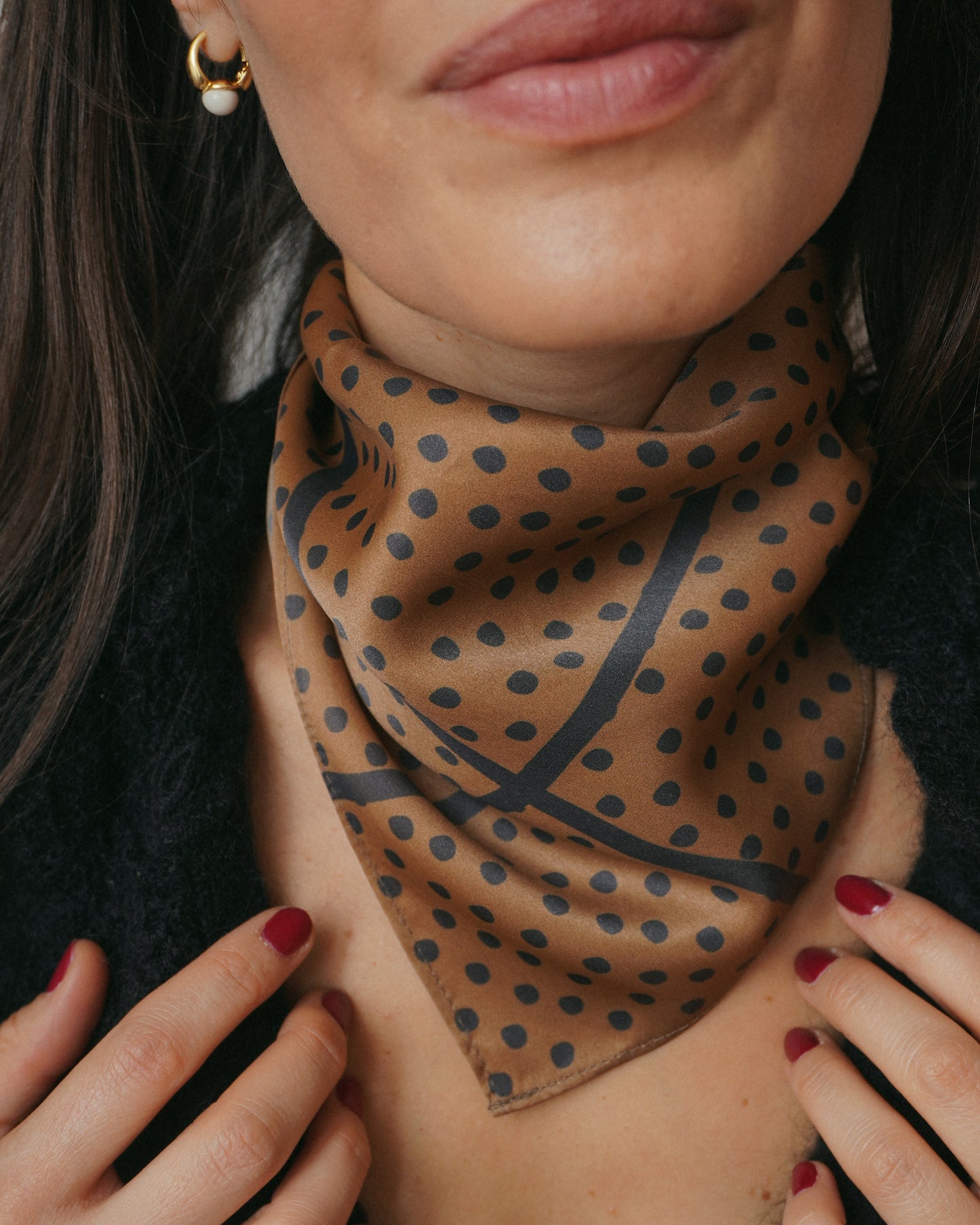 POLKADOT SILK SCARF | BROWN CHOCOLATE