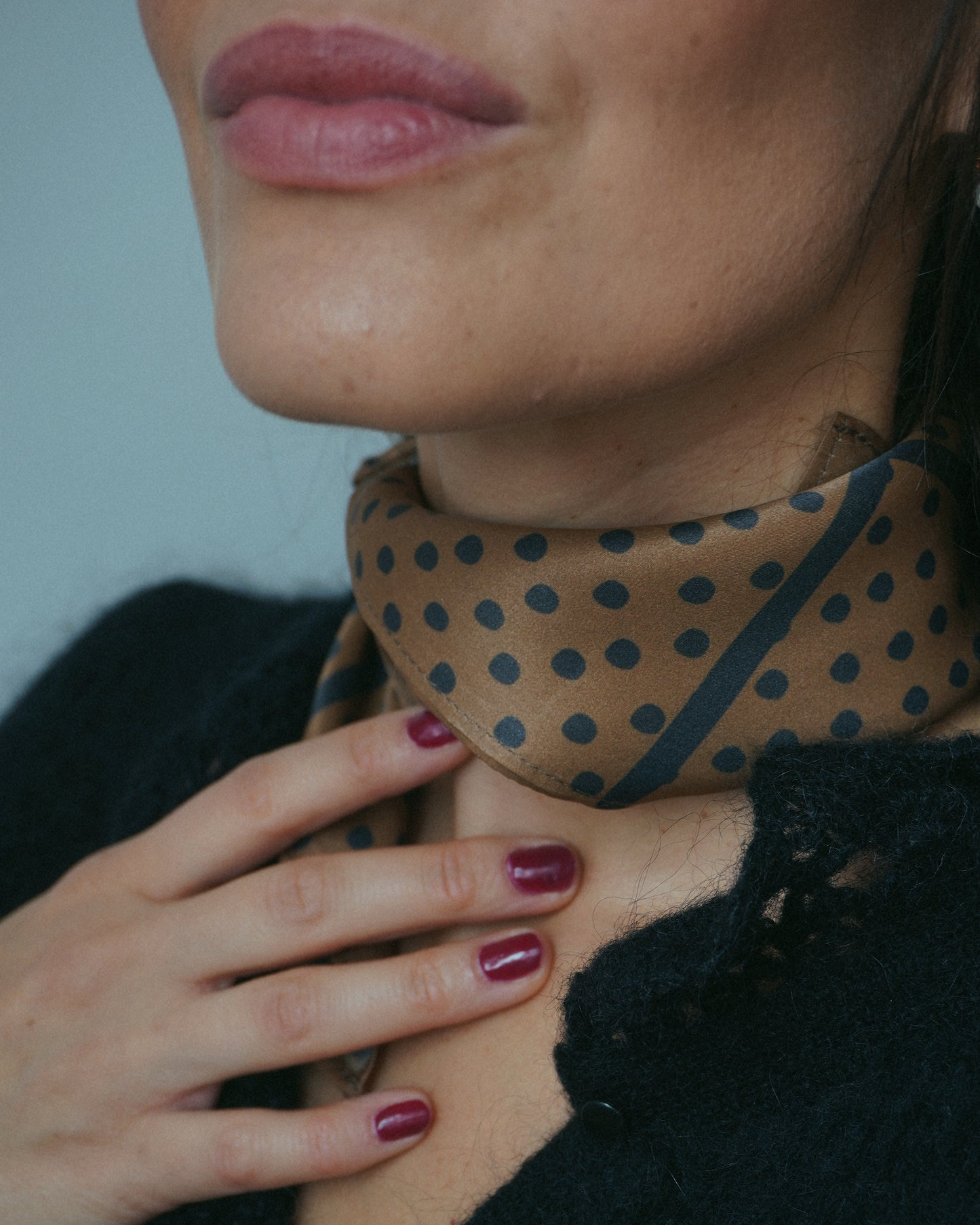 POLKADOT SILK SCARF | BROWN CHOCOLATE